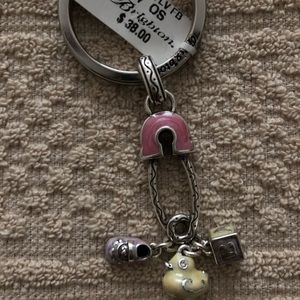NWT Brighton Pink Baby Love Silver Key Chain